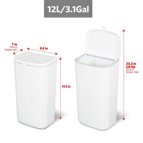 Glad Roomate Under Counter Trash Can | Space Saving Waste Bin for Kitchen Cabinet, Bathroom or Office | Dual Lid for Ease of Opening, 12 Liter, White