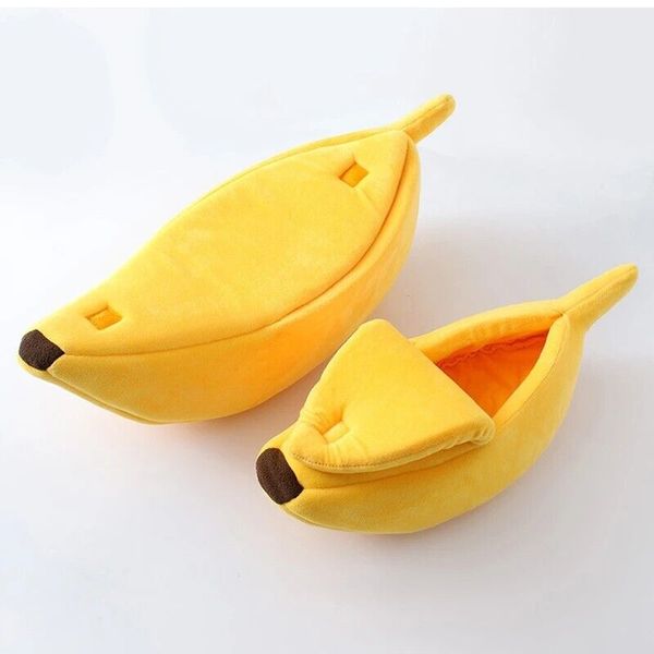 BANANA CAT BED HOUSE FUNNY CUTE COZY CAT BED WARM DURABLE PORTABLE PET BASKET