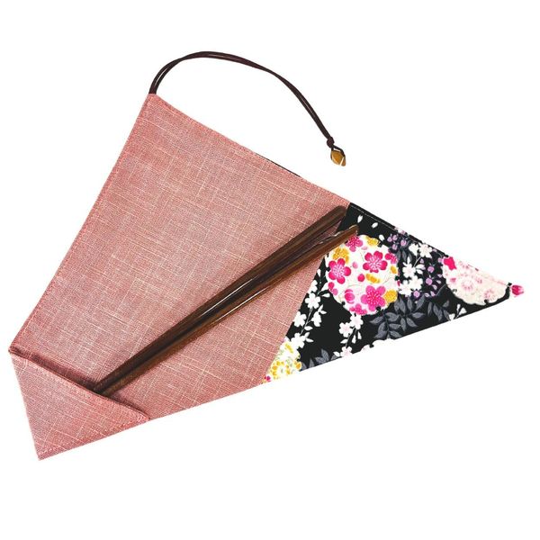 Chopsticks bag black floral X Pink Cloth My Chopsticks Holder Handmade Made in Japan Japanese goods