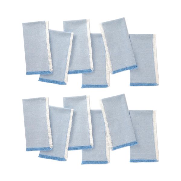 Folkulture Cloth Napkins Set of 12, 45x45 cms Cotton Dinner Napkins or Fringe Table Napkins For Parties, Decorative Napkins Washable For Guests, Resuable Linen Napkins For Home Décor (Aqua Blue)