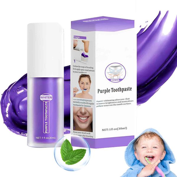 Violette Zahncreme, Purple Teeth Whitening Toothpaste, zahnpastaxweisse zahne, Zahnaufhellung Zahnpasta Lila Stain RemovalTeeth, Zahne Aufhellen Zahnpasta Corrector