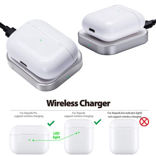 for Airpods Pro Charger, Wireless Charger for Airpod 4 (Active Noise Cancellation)/ 3/2/Airpods Pro 2nd Gen, Wireless Charging Station for Airpods (Silver+White)