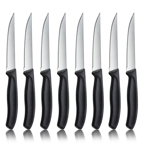 hunnycook Steak Knives Set of 8, 8.74inch Ultra-Sharp Stainless Steel Steak Knives with Ergonomic Handles, Kitchen Steak Knife Set, Dishwasher Safe Steak Knives