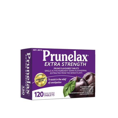 Prunelax Tablets - Extra Strength Natural Laxative Supplement Containing High Strength Senna for Constipation Relief & Restore Normal Bowel Motion-120 Tablets