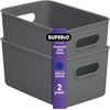 Superio 5L Small Ribbed Storage Bin- Plastic Storage Bin  (2 Pack, Grey)