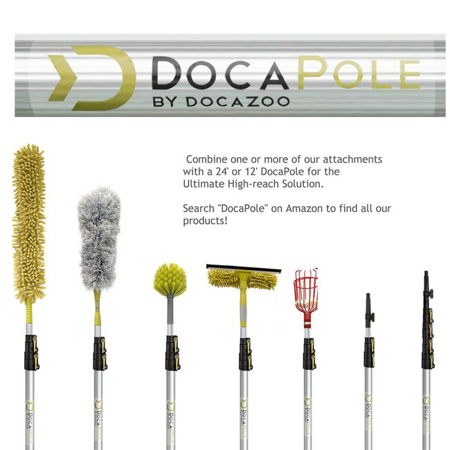  DOCAZOO DocaPole 30 ft Reach Cleaning Kit with 6-24 Foot  Telescoping Extension Pole, 3 Dusting Attachments 1 Window Squeegee &  Washer, Cobweb Duster, Microfiber Feather Duster : Health & Household