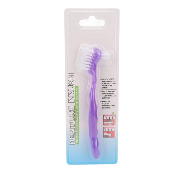 Denture Brush Toothbrush,Denture Brush,Double Sided Elderly Denture Cleaning Brush,Portable Plaque Dirt Removal False Teeth Cleaning Brush for Home,Travel(Purple), Denture Brush Denture Brush Too