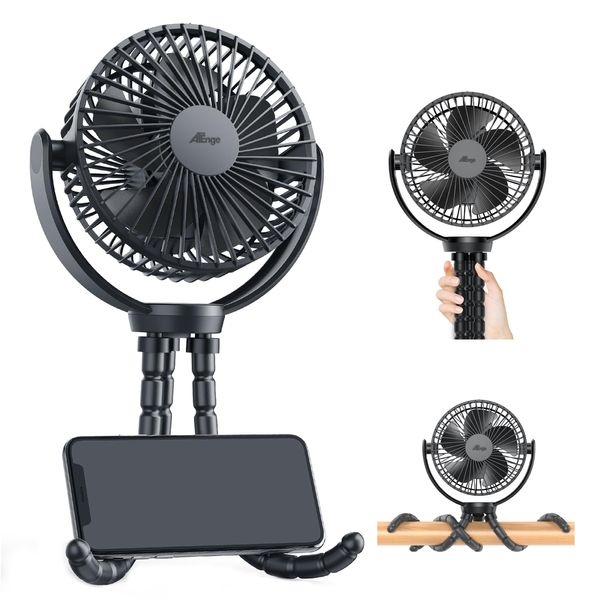 ATEngeJP Baby Stroller Fan, Small, Rechargeable, 5,000 mAh, Portable Fan, 4 in 1 4 in 1, Tabletop, Hanging, Handheld, Winding, Handheld Fan, 3 Adjustable Levels, Small, Quiet, Lightweight, Stroller Fan