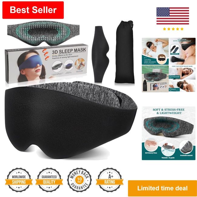 Light Blocking 3D Sleep Mask for Men & Women - Adjustable Strap - Soft & Comf...