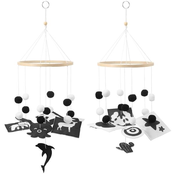 Baby Crib Mobile Black and White Mobile for Baby Baby Nursery Crib Mobile Black Baby Mobile Baby Handmade Mobiles Decor for Baby Shower Gifts Baby Cribs Ceiling Hanging Decorations 2 Styles