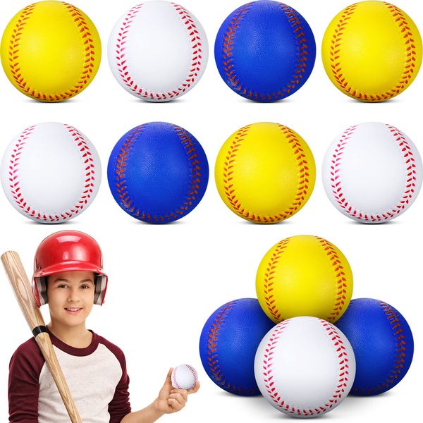 Zhanmai Foam Training Baseballs Foam Baseballs Soft Baseballs Practice Baseballs for Kids Teenager Players Training Balls 12 Pack (Blue, White, Yellow)