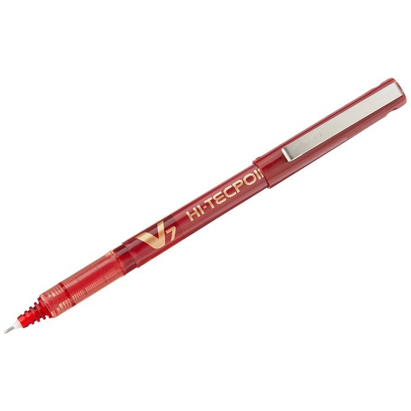 Pilot V7 Hi-Tecpoint Rollerball Pen, 0.7 mm Tip - Red, Box of 12