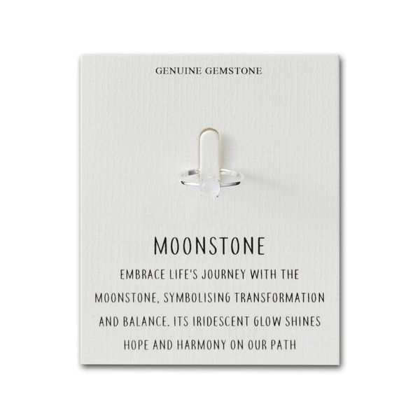 Philip Jones Moonstone Adjustable Ring with Quote Card