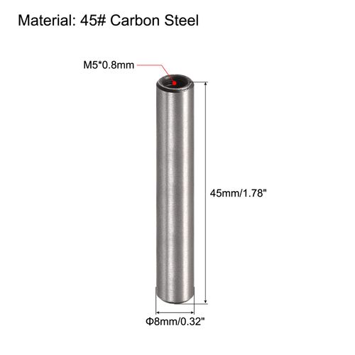 uxcell M5 Internal Screw Knock Pins, 0.3 x 1.8 inches (8 x 45 mm), Chamfered Flat Carbon Steel, Cylindrical Pin, Bed, Bookcase, Hardware, Industrial Pins, Pack of 5