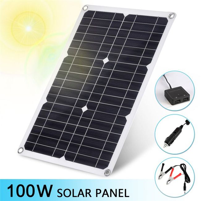 100W Solar Panel Dual USB 5V DC 18V With 60A Controller Waterproof Solar  Cells Poly Solar Cells for Car Yacht RV Battery Charger