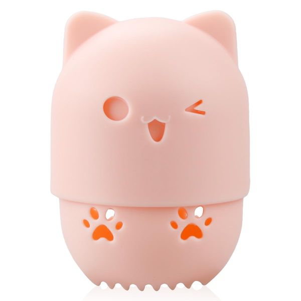 Makeup Sponge Case - Marshmallow Sponge For Travelling In Cat Shape(Pink)