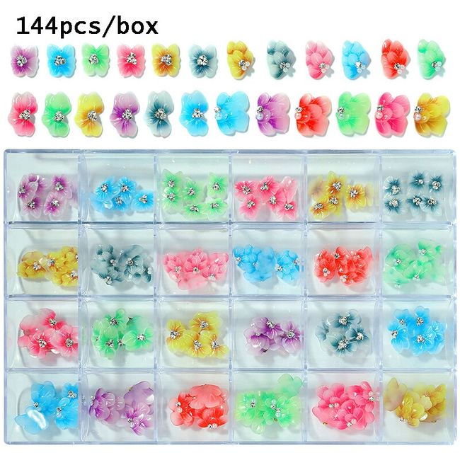 Blue Crystal Nail Art Rhinestones Kit Luxury Nail Charms Shiny Flatback  Gems Beads DIY Decorations Accessories