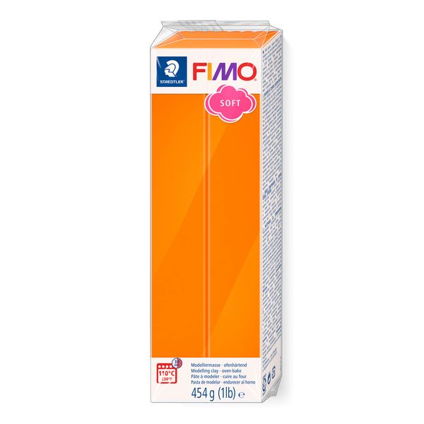 STAEDTLER 8021-42 FIMO Soft Oven-Hardening Polymer Modelling Clay - Tangerine (1 x 454g Block)