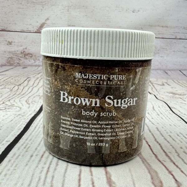 Majestic Pure Brown Sugar Scrub 10oz Exfoliate Reduce Stretch Marks