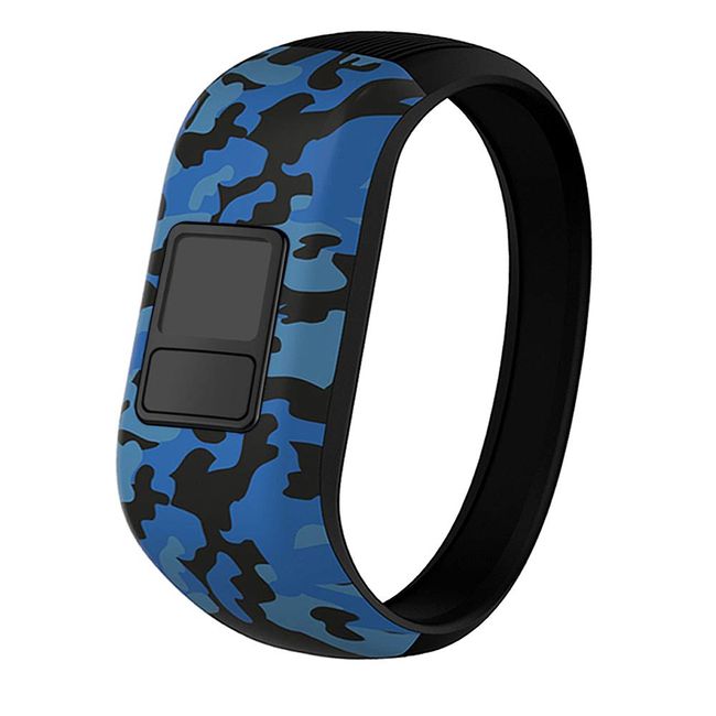 iBREK for Garmin Vivofit jr/jr 2/3 Bands, Silicone Stretchy Replacement Watch Bands for Kids Boys Girls Small Large(No Tracker)-Small,Blue Camo