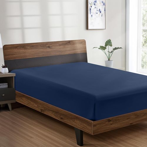 FreshCulture King Fitted Sheet Only - Hotel Quality Fitted Sheet King Size - Ultra Soft & Breathable - Brushed Microfiber - Deep Pocket - Cooling Fitted Sheets for King Size Bed (Navy Blue)
