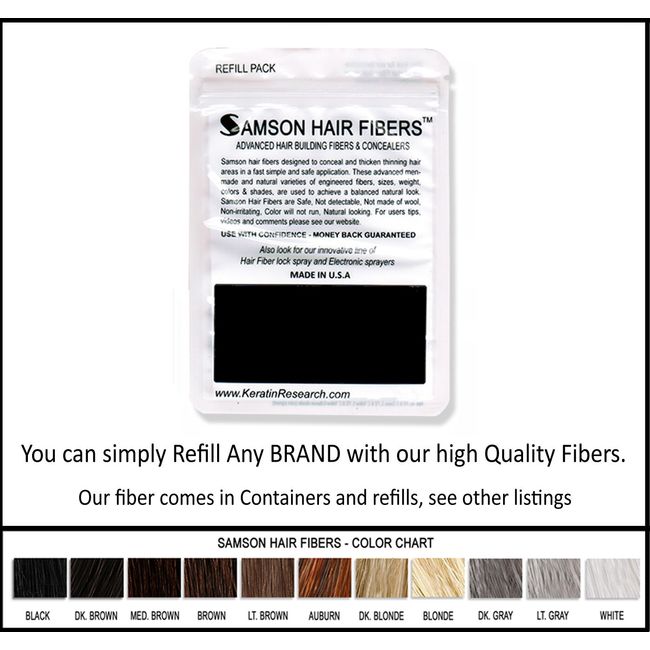 Keratin Hair Building Fiber BLACK Hair loss fibers Concealer 200gr Refill kit