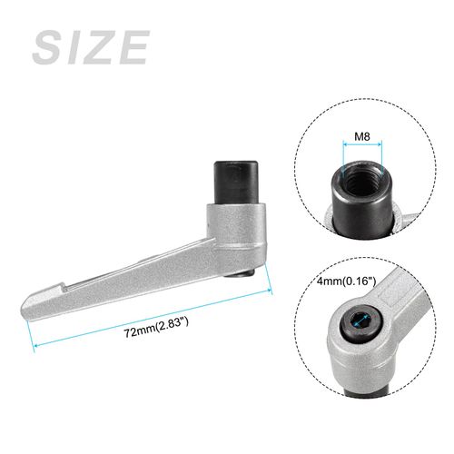 METALLIXITY Adjustable Clamp Handle M8x72mm 1pc Metal Female Push Button Ratchet Level Handle for Lathe Machinery Industrial Equipment Silver