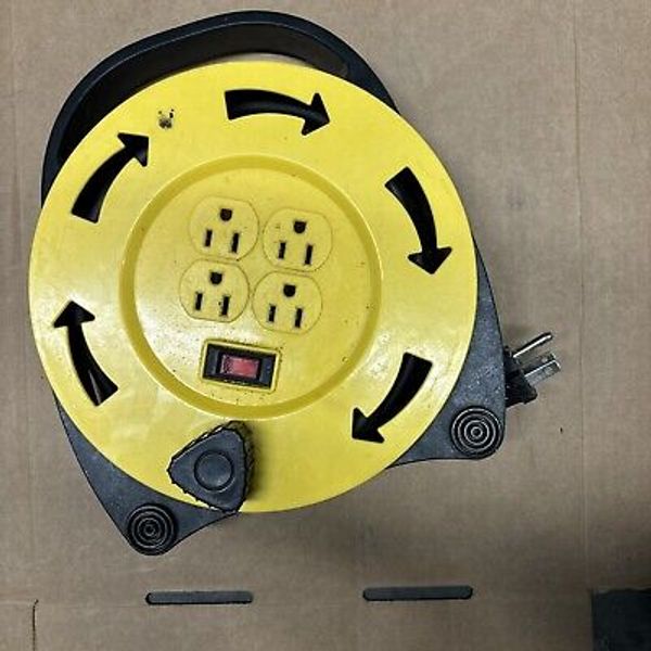 Extension Cord Storage Reel with 4 Outlets Open Extension Cord Holder