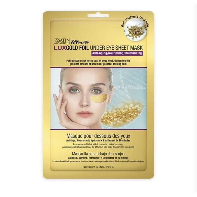 2 Satin Smooth Ultimate LuxGold Under Eye Sheet Mask