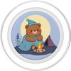 Campfire Bear with Tent and Moon Art PopSockets PopGrip for MagSafe