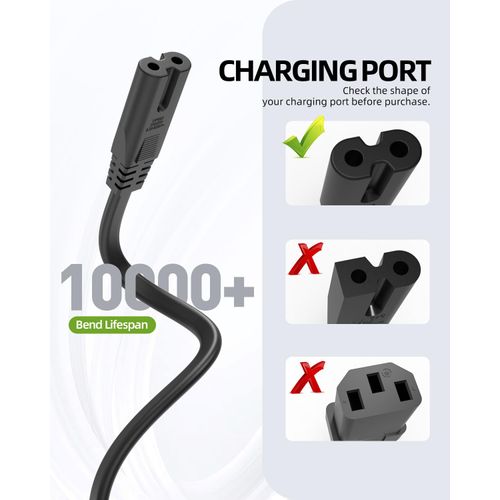 15 ft Printer Power Cord Cable Fit for HP OfficeJet Pro, Envy, DeskJet Series Printers 2 Prong Replacement - (ETL Listed Cable)