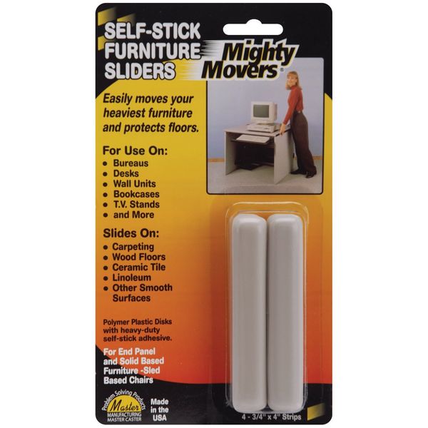 Master Caster Mighty Movers Self-Stick Furniture Sliders-.75x4 Strips 4/Pkg
