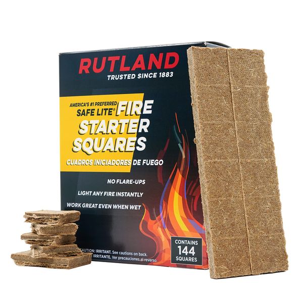 Rutland 50B Safe Lite Fire Starter Squares, 144 Squares