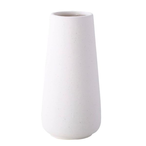 +kuRo Flower Base Pottery Scandinavian Stylish Large Interior Vase Fresh Flowers Dried Flower Ceramic (White, 7.9 inches (20 cm)