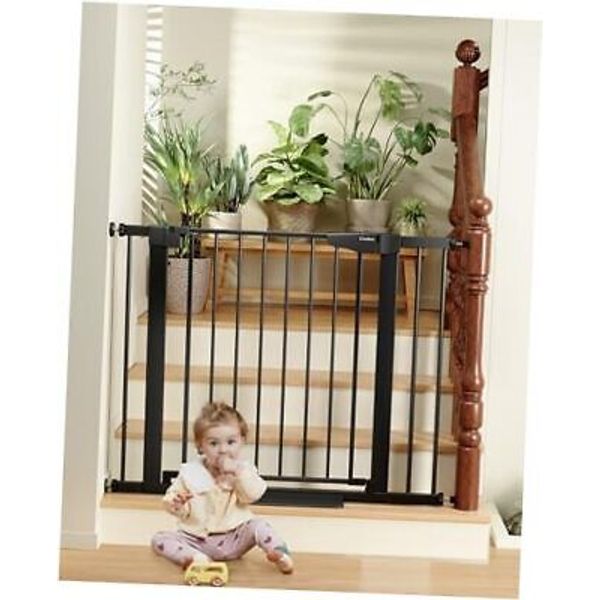 29.7-40.6" Baby Gate for Stairs, Mom's Choice 29.7-40.6"W x 30.5"H Black