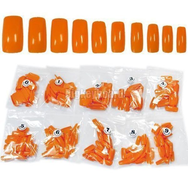 500 French Acrylic Artificial Full False Nail Art Tips (Orange)