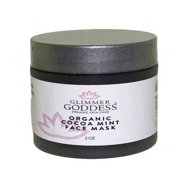 GLIMMER GODDESS Organic Face Mask to Exfoliate and Revitalize - Cocoa Peppermint, 2 oz