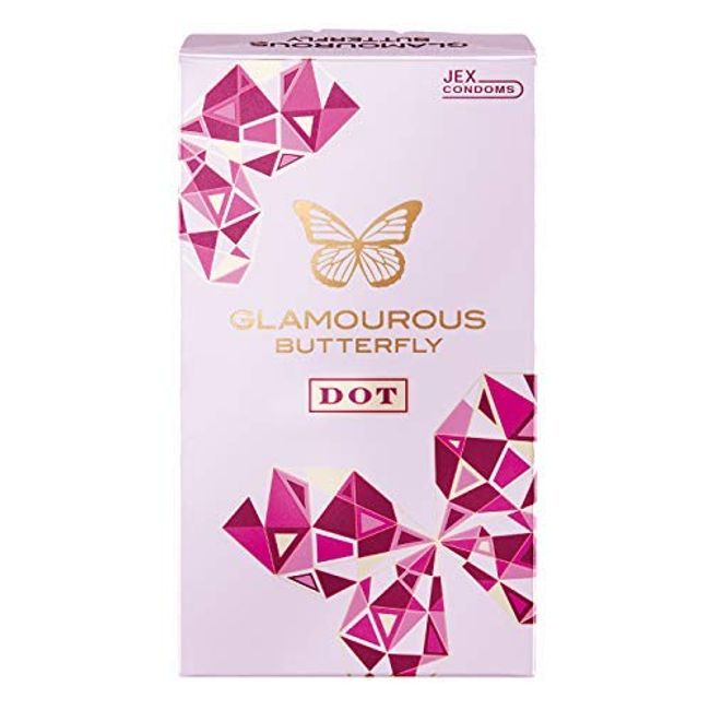 Jex [Glamorous Butterfly Dot] 8 pieces [Female-friendly condom with plenty of jelly] Comfortable 1350-grain bubble wrap processing, pink color