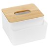 Bamboo Lid Tissue Dispenser Adjustable Makeup Storage Compartments Box Organiser