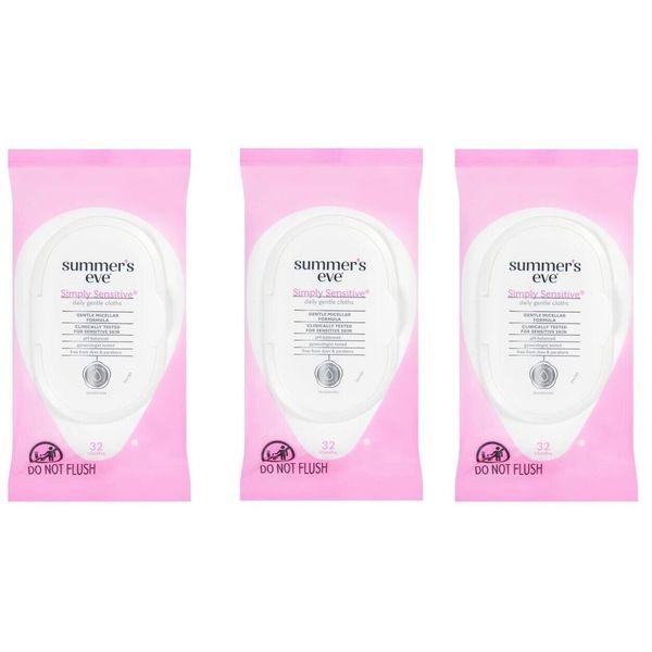 Summer's Eve Simply Sensitive Cleansing Wipes 32ct (3 Pack)