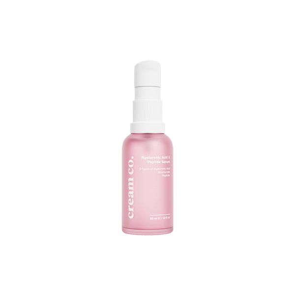 cream co. 30ml Peptide Serum & Hyaluronic Acid Face Serum for All Skin Types, Niacinamide, Anti Aging Serum for Face, Vegan, Balances Oil, Revitalizes