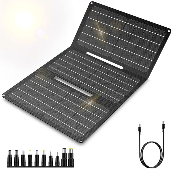 30W Portable Foldable Solar Panel Charger for Outdoor Camping Solar Battery Charger 12 Volt Waterproof High Efficiency Solar Panel Kit DC for Portable Power Station USB Solar Panel Battery Charger