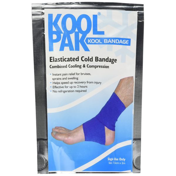 Koolpak Kool Bandage - Elasticated Cold Compression Bandage - 2m x 7.5cm