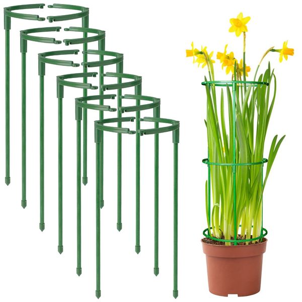 12 Packs Plant Support Stakes Half Round Tall Plant supports for Indoor Plants, Stackable 3 Tier Climbing Plant Support Garden Flower,Plant Stakes for Monstera, Peony, Hydrangea/Tomato cage