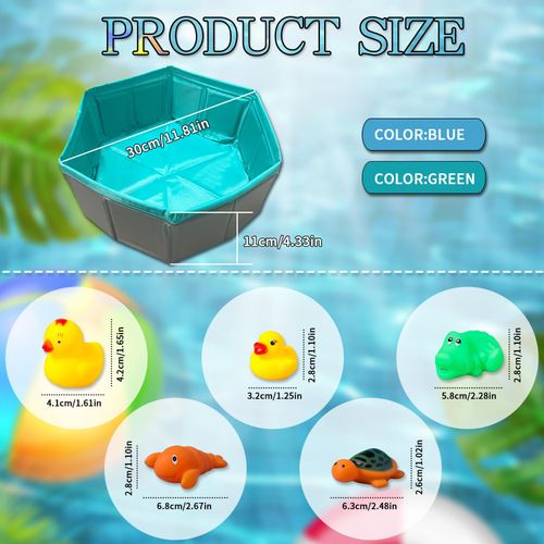 2 pcs Cat Pool Toys with 5 pcs Swimming Toys, VEINARDYL Foldable PVC Cat Splash Play Pool Cat Water Mat Toy Funny Interactive Cat Fish Toy Swimming Pool for Indoor Bored Cats to Self Play