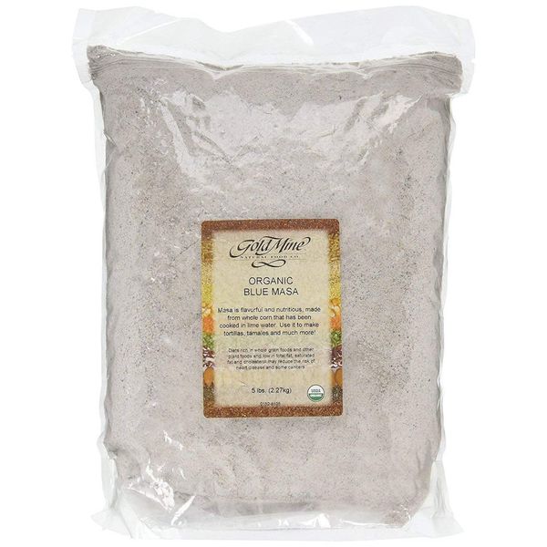 Gold Mine Blue Corn Masa Harina, Macrobiotic, Vegan, Kosher and Gluten-Free Flour for Healthy Mexican Dishes - 5 LBS, 80 oz