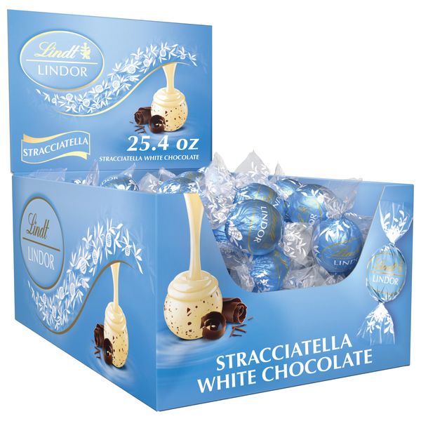 Lindt LINDOR Stracciatella White Chocolate Truffles, Chocolates with Smooth, Melting Truffle Center, Great for gift giving, 25.4 oz., 60 Count