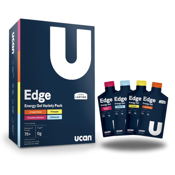 UCAN Edge Energy Gel Shots, Variety Pack (12, 2 Ounce Packets) for Running, Training, Workouts, Fitness, Cycling, Crossfit | Sugar-Free, Vegan, & Keto Friendly Energy Supplement