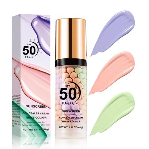 3-in-1 Primer for Face Before Makeup, 3 Colors Makeup Primer, One Step Color Correcting Primer, SPF 50 Sunscreen Isolation Cream, Oil Control, Moisturizing and Waterproof Color Corrector