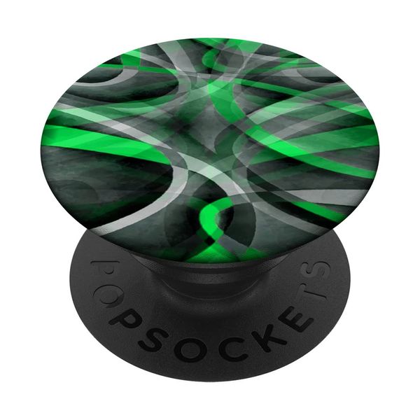 Eighties Green On Grey Abstract Strip Pattern PopSockets Swappable PopGrip